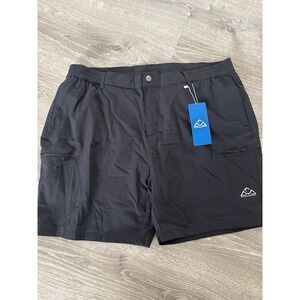 Outdoor Sports Mens Casual Shorts Black Flat Front Pockets Belt Zip XXL  New